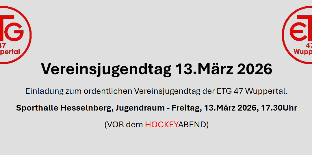 Hockey: Einladung zum ordentlichen Vereinsjugendtag