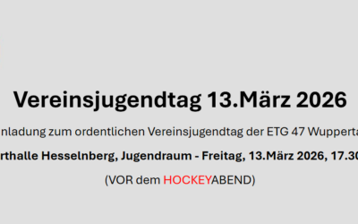 Hockey: Einladung zum ordentlichen Vereinsjugendtag